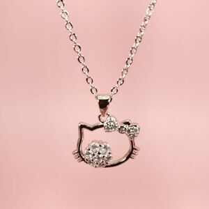 Brand New Rhinestone Hello Kitty Silver Necklace #2